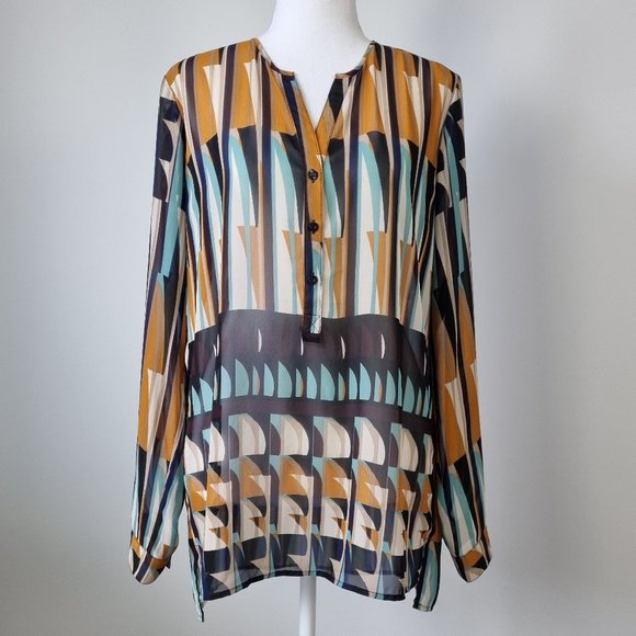 Esprit Women's Sheer Abstract Print Blouse Size M - Picture 1 of 10